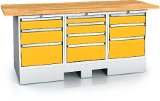 Pracovní stůl alpede PROFI - deska - kontejner - paletový podstavec 880 x 2000 x 700